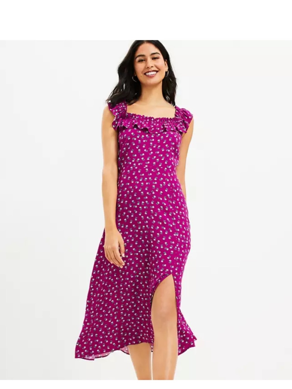 NWT 🌟 LOFT Ruffle Midi Dress